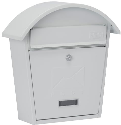 Sterling MB06 Classic 2 väggmonterad galvaniserat stål låsbar väderbeständig brevlåda vit 36 x 38 x 13 cm, matt vit, 364 x 380 x 134 mm