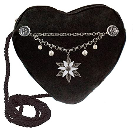 Alpenflüstern Herztasche Edelweiß-Charivari (schwarz) DTA028