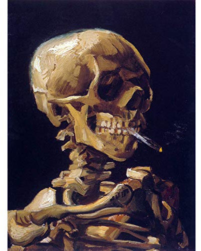 Wee Blue Coo VINCENT VAN GOGH SKULL WITH A BURNING CIGARETTE OLD ART PAINTING PRINT 12x16 inch 30x40cm 2922OM