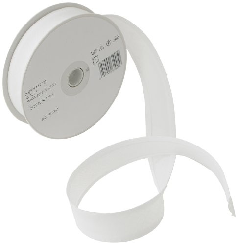 Inastri 25/5/5 mm snedband av bomull, vit