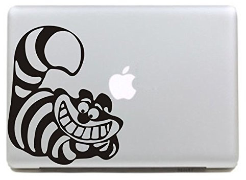 Vati hojas desprendibles Cheshire dibujos animados del gato de las maravillas del vinilo Rise Creativo Fotos etiqueta piel Arte Negro para Apple Macbook Pro Aire Mac 13 15 pulgadas / Unibody 13 15 pulgadas portátil
