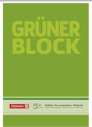 Brunnen 10 x Briefblock Der grüne Block A5 60g/qm blanko 50 Blatt