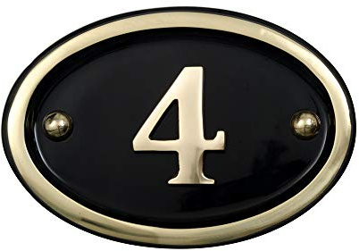 Solid Brass House Number Oval Design (No 4)