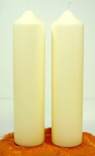 2 RIESEN STUMPENKERZEN 30 x 7 cm ALTARKERZE CREME KERZE WINDLICHTKERZE