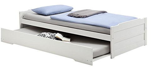IDIMEX Ausziehbett Lorena Bett in Weiss lackiert 90 x 200 cm Liegefläche