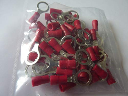 profitec 50 Stück Kabelschuh Ring M 8 rot für Kabel 0,5 mm² - 1,5 mm²