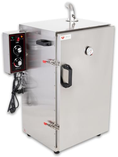 Beeketal 'BDSH-S03' elektrischer Edelstahl Räucherofen mit Wärmedämmung (doppelwandig), Räucherschrank mit Zeitsteuerung, Thermostat (30-135°C) und Gewürzschublade - (H/B/T) ca. 900 x 600 x 410 mm