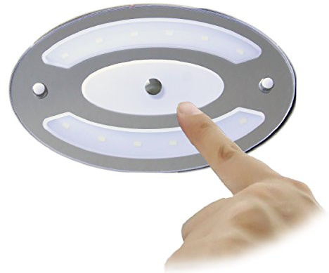 lighteu, 12 V 5,2 W zweifarbige (Warmweiß/Blau) Flächenleuchte, Gebäude-LED-Deckenleuchte mit Touch-Schalter und Touch-Dimmer für Boot, Yacht und Wohnwagen, Wohnmobil, OS20