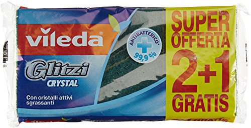 Vileda Glitzi Crystal Spugna da Cucina, Confezione da 3