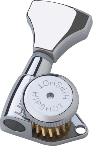 Hipshot 6GLO Grip-Lock Locking Guitar Tuning Machines 3+3 - Universal Mounting Plate UMP included - Chrome