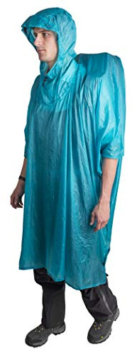 Sea to Summit – Ultra-Sil Nano Tarp Poncho – Ultralätt och vattentätt regnskydd – med huva – Skyddar stor ryggsäck – tältpresenning för 2 personer – vandring – Pacific Blue – 230 g, blå, one size