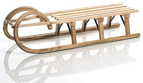 Sirch Hörnerschlitten Standard Plus mit Lattensitz (Länge: 115 cm, esche lackiert 3 Bockstützen)