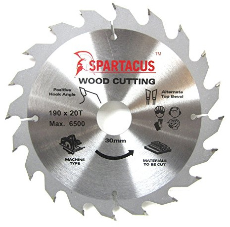 Spartacus 190mm Diameter x 20 Teeth x 30mm Bore Wood Cutting Circular Saw Blade Fits Ryobi W6610 6613 6615