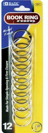 BAZIC 1 Metal Book Rings (12/Pack) (Case of 144)