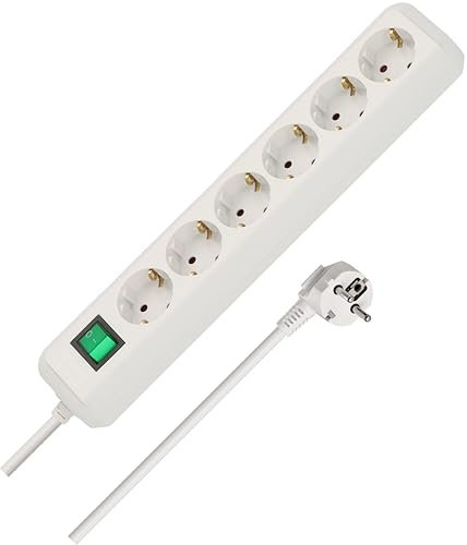Brennenstuhl Eco-Line regleta de enchufes con 6 Tomas de Corriente (Cable de 1,5 m, Interruptor) Blanco