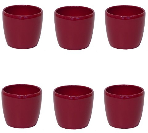 Set6 Keramik Hydro Blumentopf Venus 13/12 Ø 16 cm H 14cm weinrot