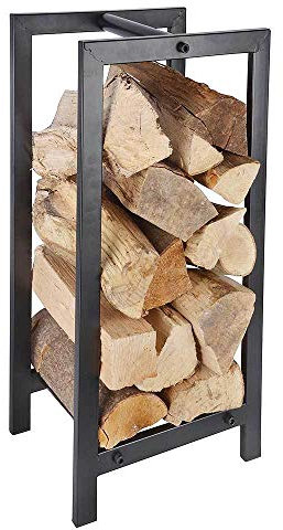 Esschert Design Kaminholzregal Brennholzlager Metall Holzlager Schwarz H 60cm
