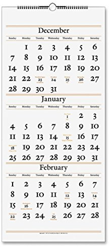 At-A-Glance SW11528 Drei-Monats-per-Page-Referenz-Wandkalender Vertical Format 12-1/4 x 27