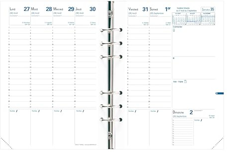 Quo Vadis - Recharge Organiseur - 2025-2026 - Timer 21 Planing - Semainier Planning - Français - 16 mois de septembre à décembre - 15x21 cm - Papier Clairefontaine blanc - Fabrication française