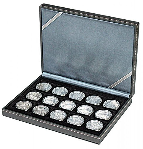 LINDNER Das Original NERA Münzkassette XM mit 15 quadratischen Fächern für Münzen/Münzkapseln bis Außen-Ø 40 mm