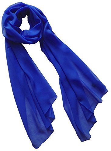 nella-mode Uni-Farbener Seidenschal, ca. 180x50 cm; reine Seide; Farbe Blau (Königsblau)