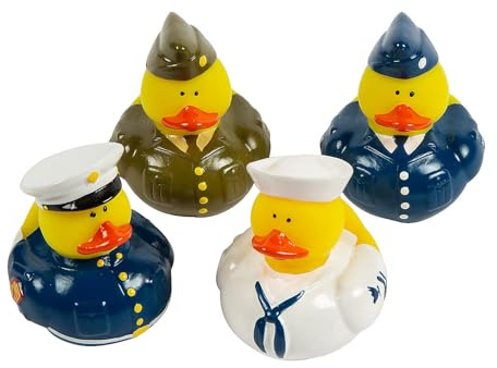Fun Express Military Rubber Ducks Bulk 12 Pack - Army Party Favors for Kids Birthday & Classroom Prizes | Patriotic Rubber Duckies Set | Small Toys for Treasure Box, Carnival Prizes & Pinata Stuffers