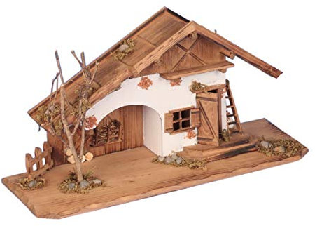 XL Modellhaus grosses Holzhaus Krippe 55cm Weihnachtskrippe