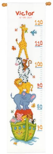 VERVACO Kit Punto Croce Contato L'ARCA di NOÈ Annuncio Nascita Punto Croce ca. 18 x 70 cm Regalo Personalizzato Set Fai da Te attività Creative Adulti Benvenuto Bambino Cross Stitch