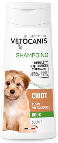 Vetocanis | Shampoing Chiot PH Neutre 300 ml | Shampoing Hydratant à base d'Extraits de Plantes et d'Amande Douce pour Chiot | Respecte la Peau et le Pelage de votre Compagnon