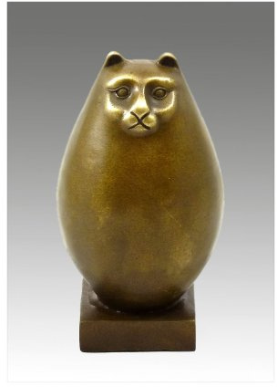 Konst & Ambiente – Bronsfigur – tjock katt/fat katt – signerad – Fernando Botero-figur – skulptur – skulpterare