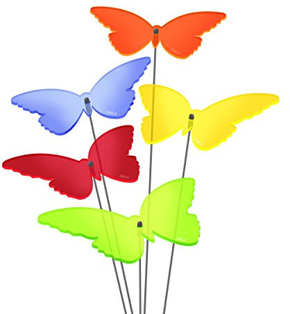 SUNPLAY Sonnenfänger Schmetterlinge Isabelle im FARBMIX, 5 Stück zu je 10 cm Durchmesser im Set + 35 cm Schwingstäbe