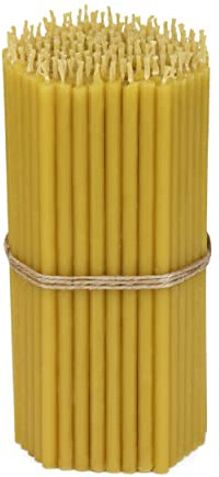 NKlaus 491g. Bienenwachs Altarkerzen Kirchenqualität dünne Kerzen Ritualkerzen - Bienenwachskerzen Gelb (ca. 150 Stück) 36261