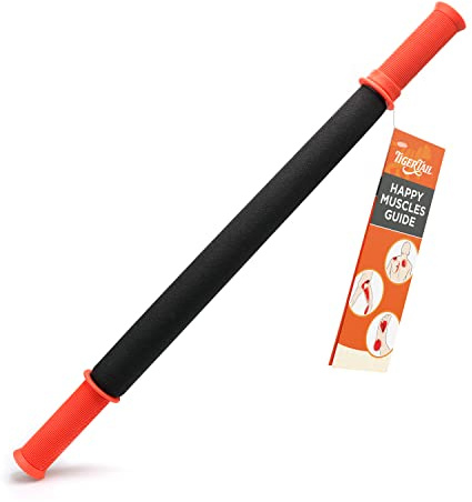 Tiger Tail 22in Massage Stick Portable Roller, Handheld, Deep Tissue Foam Roller, Myofascial Release Tool for Legs, The Long One 22, Made in USA, Orange Black