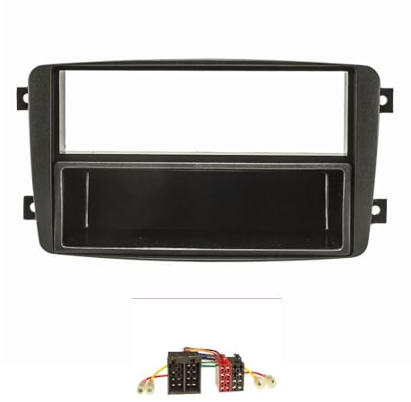 tomzz Audio 2434-007 Radioblende Set kompatibel mit Mercedes C-Klasse W203 S203 CL203 CLK C209 A209 Viano Vito schwarz mit Radiioadapter ISO