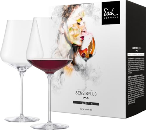 EISCH Burgunder Rotweingläser Sky Sensisplus (2 Stück) | Weingläser für Rotwein, spülmaschinenfeste Kristallgläser, Made in Germany