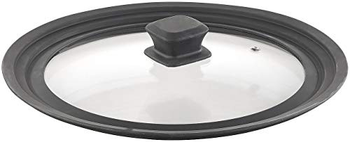 Rosenstein & Söhne Pfannendeckel: Universal-Silikonrand-Glasdeckel für Töpfe & Pfannen mit Ø 24-28 cm (Pfannendeckel Universal, Silikon, Gläser)