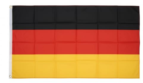 Flaggenfritze® Deutschland Fahne 60 x 90 cm, kleine deutsche Flagge mit 2 Ösen für Sportevents, Garten und Länderstimmung + Gratis Sticker
