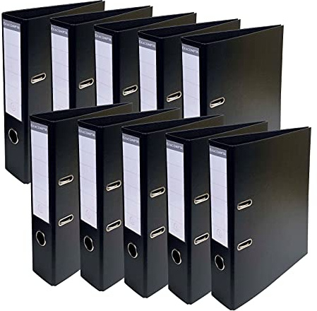 Exacompta - Réf. 53741E - Carton de 10 Classeurs à levier A4 Prem'Touch - Dos de 70 mm - Mécanique 75 mm - Dimensions extérieures : 32 x 29 x 7 cm - Format à classer A4 - Coloris : Noir