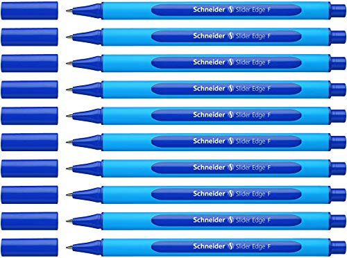 Schneider Slider Edge F Kugelschreiber (Strichstärke: F, dokumentenecht, Dreikant-Stift) 10er Packung blau