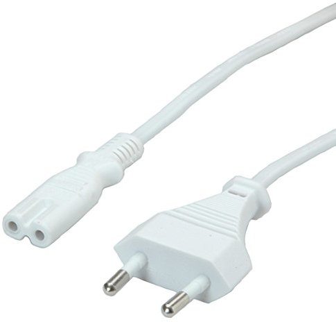 VALUE Netzkabel Euro-Flachstecker auf C7, 2polig, weiß, 1,8 m