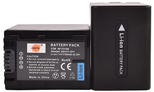 DSTE 2PCS NP-FV100 litiumbatteri för DCR-SR15 DCR-SR21 DCR-SR68 DCR-SR88 HDR-CX105 HDR-CX110 HDR-CX115 HDR-CX130 HDR-CX150 HDR-CX200