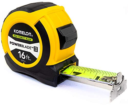 Komelon 16' x 1.06 Powerblade II Tape Measure, ABS Case, Yellow/Black, 52416