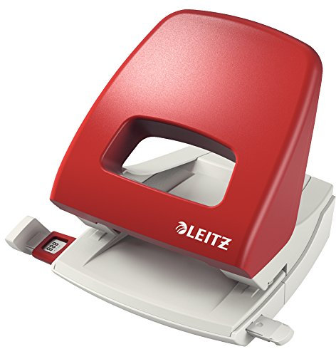 Leitz Hole Punch, 25 Sheets, Guide Bar with Format Markings, NeXXt Range, 50050025 - Red