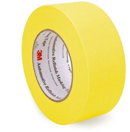3M 06656 Crepe Paper Automotive Refinish Masking Tape, 28 lbs/in Tensile Strength, 60 yds Length x 2 Width, Yellow