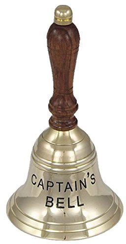 Handglocke Tischglocke Glocke Messing poliert Holzgriff 17cm Captain`s Bell