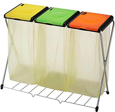 GIMI Nature Plus 3 Portarifiuti, Portasacco per Raccolta Differenziata, Multicolore