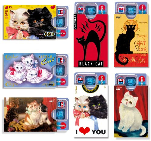 7 Kartenhüllen KATZENMOTIVE cardbox 7er Set Katzen /// ec Karten Hüllen/Kreditkartenhüllen/Führerscheinhüllen/Ausweishüllen/Geschenkkarten Hülle