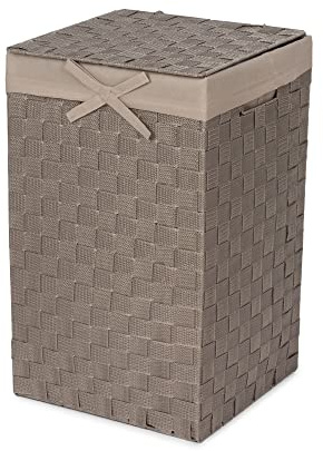 Compactor Panier à Linge Carré avec Couvercle, Panier à Linge Pour les Vêtements dans les Chambres et Salles de Bains, Doublure Amovible et Poignées de Transport, Taupe, Gamme Stan