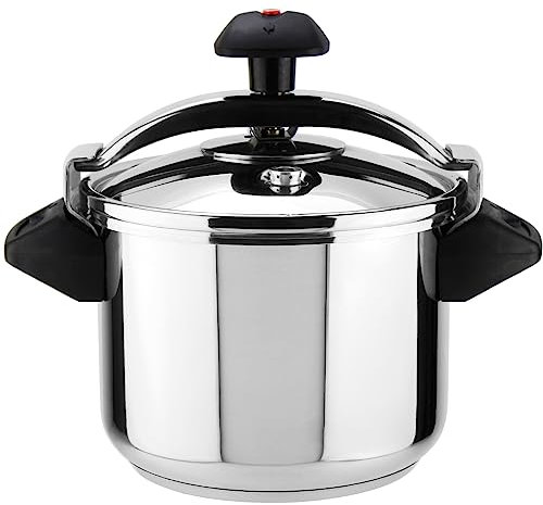 Magefesa Inoxtar - Olla Express Tradicional de 6L, Acero Inoxidable 18/10, Inducción, Cocina Sana, Pomo Rotatorio, Fondo Termo-Difusor de 5 Capas