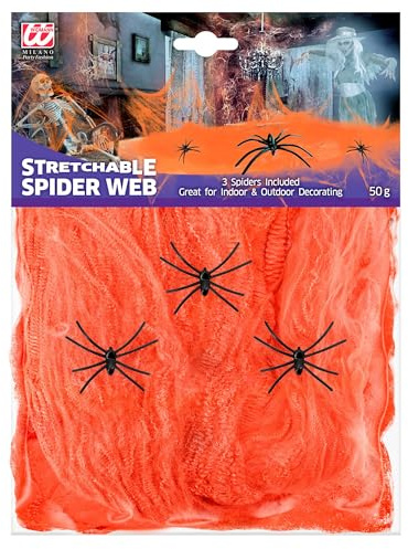 W WIDMANN MILANO Party Fashion - Spinnennetz mit Spinnen | Halloween Dekoration, Deko Accessoire für Halloween und Mottoparty